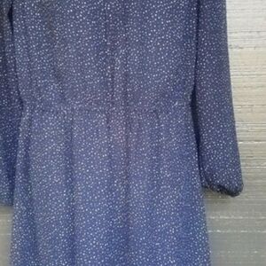 Loft polka dot tie neck dress